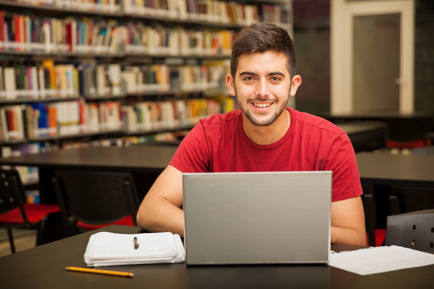 Student studying with laptop